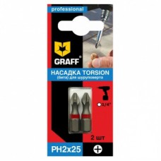 Бита Torsion PH 2*25мм (2шт) GRAFF Бита Torsion PH 2*25мм (2шт) GRAFF