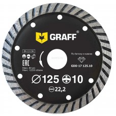 Диск алмазный 125*10*2.5*22.23 по бетону и камню GRAFF                    Диск алмазный 125*10*2.5*22.23 по бетону и камню GRAFF