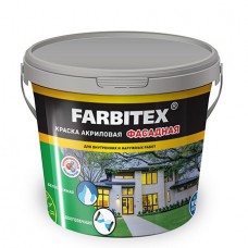 Краска акриловая FARBITEX фасадная, 3кг Краска акриловая FARBITEX фасадная, 3кг
