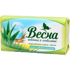 Крем-мыло туалетное "Весна" Алоэ и овсяное молочко 90г Крем-мыло туалетное "Весна" Алоэ и овсяное молочко 90г