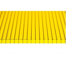 Поликарбонат сотовый 4 мм желтый, (лист 2,1м*6м)