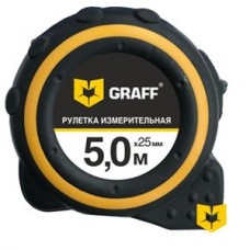 Рулетка 5м х 25мм прорезиненный корпус GRAFF                                      Рулетка 5м х 25мм прорезиненный корпус GRAFF