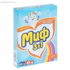Стиральный порошок Миф 3в1 Свежий цвет автомат 400гр Стиральный порошок Миф 3в1 Свежий цвет автомат 400гр